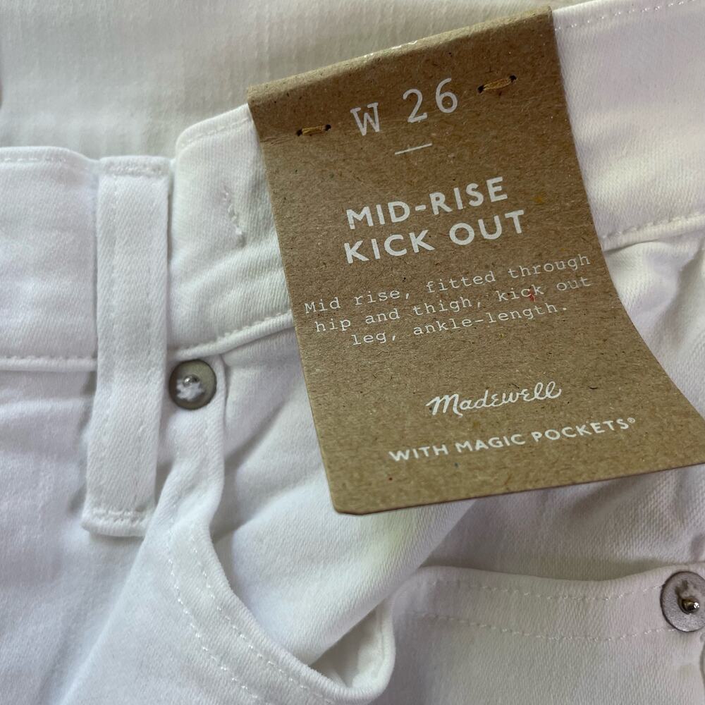 NWT Madewell Kick Out Crop Jeans‎ in Pure White Size 26 - Picture 6 of 12